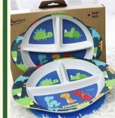 Đĩa ăn chống lật cho bé Royal Care, chất liệu bột tre Bamboo, chia 3 ngăn, màu xanh 0720-RC-7921