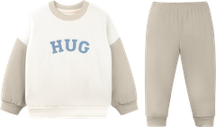 BU ĐÂY - Bộ nỉ dài tay cổ tròn HUG - SVS110401 - Kem + be đậm 616 - 12-18M - BD