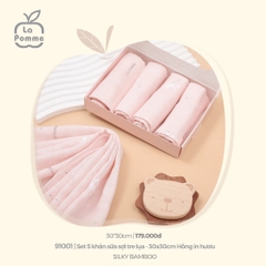 LP - K001 Set 5 khăn sữa sợi tre lụa La Pomme - 30x30cm Hươu Hồng