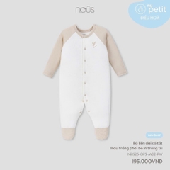 NOUS S10 - Body dài có tất màu trắng phối be in trang trí - Newborn - SS25.T4A
