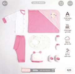 Combo Sơ Sinh UalaRogo Bamboo 7 món cho bé cao cấp UR2434 - Hồng