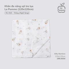 LP - Khăn đa năng sợi tre lụa (120x120cm) - Trắng (Ngôi làng) - SS25.T2A