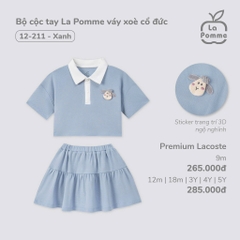 LP - Bộ cộc tay La Pomme váy xoè cổ đức - Xanh - SS25.T2A