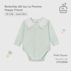 LP S10 - Body chip dài tay La Pomme Happy Friend - Xanh mint - Newborn - SS25.T4B