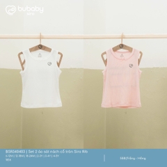 BU ĐÂY - Set 2 áo sát nách cổ tròn Siro Rib - Trắng - Hồng - 3-4Y