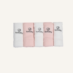 BU - Khăn sữa muslin Pack 5 - 3 Trắng+2 Hồng - SS25.T5C