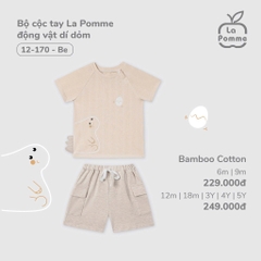 LP S10 - Bộ cộc tay La Pomme động vật dí dỏm - Be - 6-9M - SS25.T2A