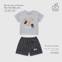 LP - Bộ cộc tay La Pomme Bạn nhỏ đáng yêu - Ghi - 4-5Y - SS25.T4B