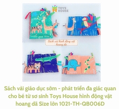 BY - Sách vải giáo dục sớm - phát triển đa giác quan cho bé từ sơ sinh Toys House hình động vật hoang dã Size lớn 1021-TH-QB006D