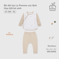 LP - Bộ dài tay La Pomme cúc lệch Họa tiết bé xinh - Be - 3-6M - SS25.T4B