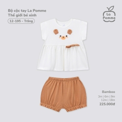 LP S10 - Bộ cộc tay La Pomme Thế giới bé xinh - Trắng - 3-6M - SS25.T4B