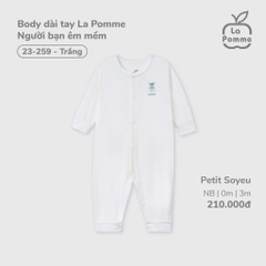 LP - Body dài tay La Pomme Người bạn êm mềm - Trắng - SS25.T2A