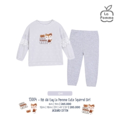 LP - Bộ dài tay La Pomme Cute Squirrel Girl - 6M Ghi - BF23
