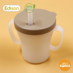 Cốc tập uống 3 giai đoạn Edison Hàn Quốc có ống hút chống rò rỉ và tay cầm cho bé từ 6 tháng - màu nâu be, mã 3567