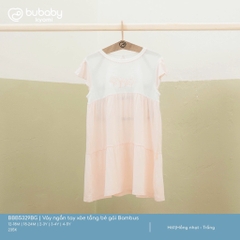 BU - Váy ngắn tay xòe tầng bé gái Bambus - Hồng nhạt - Trắng - SS25.T1A