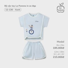 LP S40 - Bộ cộc tay La Pomme in xe đạp - Xanh xe đạp - 6-9M - SS24.T8A