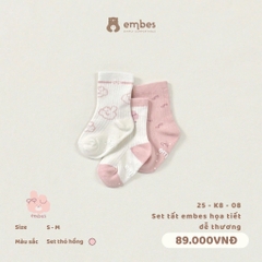 EMBES - Set tất embes hoạ tiết dễ thương Set thỏ - 25-K8-08 - Hồng - S - SS26.T8A