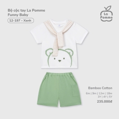 LP S10 - Bộ cộc tay La Pomme Funny Baby - Xanh - 6-9M - SS25.T4B