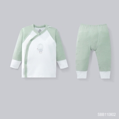 BU ĐÂY - Bộ dài tay cài chéo Little Star - SBB110802 - Trắng+xanh matcha - 1-3M -SS26.T7A