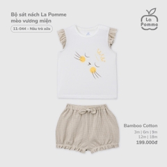 LP S10 - Bộ sát nách La Pomme mèo vương miện - Trắng - 9-12M - SS25.T4B