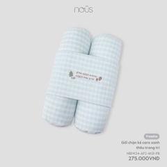 NOUS - Gối chặn kẻ caro xanh thêu trang trí - SS24.T8A - Gối chặn kẻ caro xanh thêu trang trí - nh thêu trang trí - FS