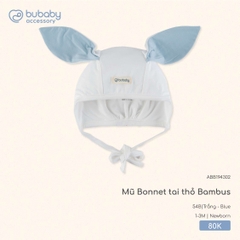 BU S10 - Mũ Bonnet tai thỏ Bambus - ABB194302 - Trắng + Blue - 1-3M - SS25.T8A