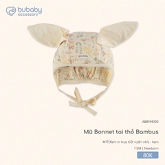 BU - Mũ Bonnet tai thỏ Bambus - ABB194302 - Kem in họa tiết vườn nhà + kem - Newborn - SS25.T8A