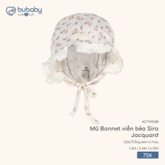 BU:-:Mũ:Bonnet:viền:bèo:Siro:Jacquard:ACT194308:-:Trắng:kem:in:hoa:-:1-3M:-:SS25.T11A