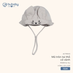 BuBaby - Mũ tròn tai thỏ có vành - Kẻ be nâu - 6-12M - SS26.T3A