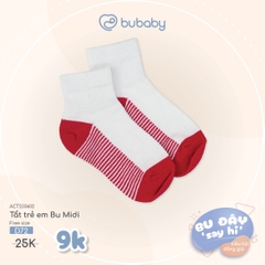 BU ĐÂY - Tất trẻ em Bu Midi - Trắng - Kẻ đỏ - Đôi