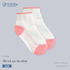 BU - Tất trẻ em Bu Midi - ACT233602 - Trắng - Hồng cam - 3-5Y - SS26.T4C
