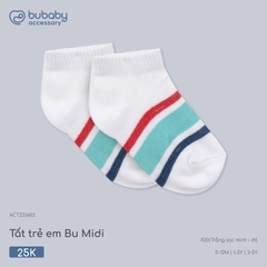 BU - Tất trẻ em Bu Midi - ACT233602 - Trắng sọc mint - đỏ - 3-5Y - SS26.T4C