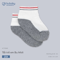 BU - Tất trẻ em Bu Midi - ACT233602 - Trắng kẻ đỏ - ghi - 3-5Y - SS26.T4C