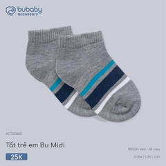 BU - Tất trẻ em Bu Midi - ACT233602 - ghi xám - kẻ navy - 3-5Y - SS26.T4C