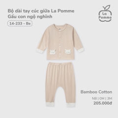 LP - Bộ dài tay cúc giữa La Pomme Gấu con ngộ nghĩnh - Be - SS25.T2A