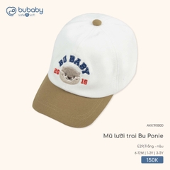 BU - Mũ lưỡi trai Bu Ponie - Trắng + nâu - 1-3Y - SS26.T3B