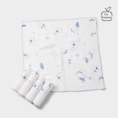 LP - K001 Set 5 Khăn sữa sợi tre lụa La Pomme phối màu (30x30cm) - Gấu xanh - FS - SS26.GM