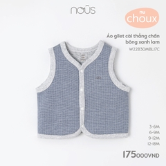 NOUS - Áo gile cài thẳng chần bông xanh lam  - Nu Choux - 6M - SS23.9 - ZTD - Áo gile cài thẳng chần bông xanh lam - .n bông xanh lam - 6-9M