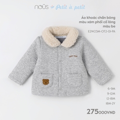 NOUS - Áo khoác chần bông màu xám phối cổ lông màu be - . - 18-24M - Áo khoác chần bông màu xám phối cổ lông màu be - . - 18-24M