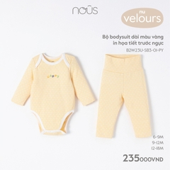NOUS - Bộ body dài màu vàng in họa tiết trước ngực  - Nu Velours - 6M - SS23.10 - ZTD - Bộ body dài màu vàng in họa tiết trước ngực - .tiết trước ngực - 6-9M