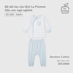 LP - Bộ dài tay cúc lệch La Pomme Gấu con ngộ nghĩnh - Xanh - SS25.T2A