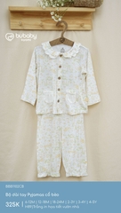 BU - Bộ dài tay Pyjamas cổ bèo - Trắng in họa tiết vườn nhà - SS25.T3B