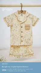 BU - Bộ ngắn tay cài giữa Pyjamas Bambus - Kem in họa tiết vườn nhà - SS25.T3B
