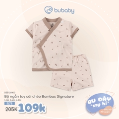 BU ĐÂY - Bộ ngắn tay cài chéo Bambus Signature - Be in Bubaby - 6-9M