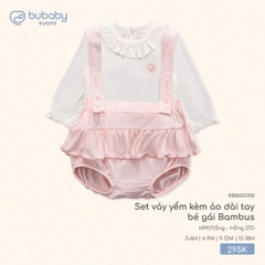 BU - Set váy yếm kèm áo dài tay bé gái Bambus BBB603100 - Trắng - Hồng 37D - 9-12M - SS25.T8A