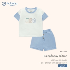 BU S10 - Bộ ngắn tay cổ tròn - BBC130409 - Trắng 01K + Blue 31K - 3-4Y - SS25.T9C