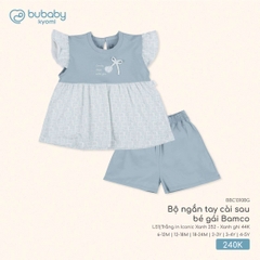 BU S10 - Bộ ngắn tay cài sau bé gái Bamco - BBC1310BG - Trắng in Iconic Xanh 252 + Xanh ghi 44K - 3-4Y - SS25.T6A