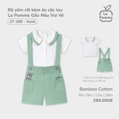 LP S10 - Bộ yếm rời kèm áo cộc tay La Pomme Gấu Nâu Vui Vẻ - Xanh - 18-24M - SS25.T2A