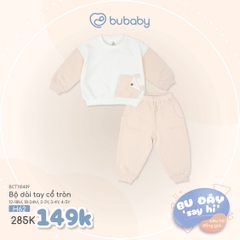 BU ĐÂY - Bộ dài tay cổ tròn - Trắng - Hồng nhạt - 3-4Y