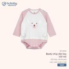 BU S10 - Body chip dài tay cài vai - BCT210104 - Trắng + kẻ hồng 469 - 9-12M - SS25.T10C